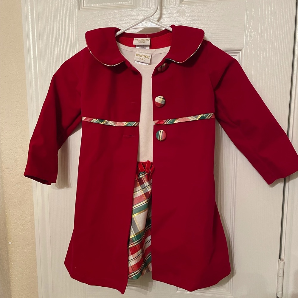 Girls 4T holiday dress and coat perfect for school pictures or holiday parties